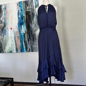 NWT Navy Sam Edelman Ruffle High Neck Dress Size Small